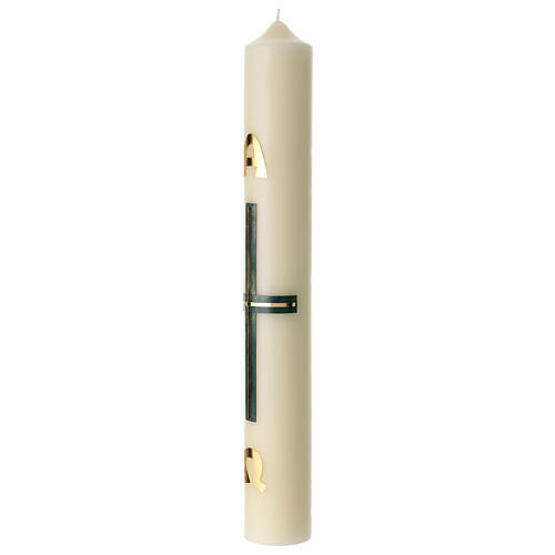 Paschal candle with green marble effect cross, 24x3 in 3