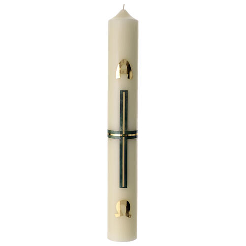 Paschal Candle Green Cross with Marbled Effect 60x8 cm 1