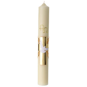 Osterkerze Taube goldenes Kreuz 60x8 cm