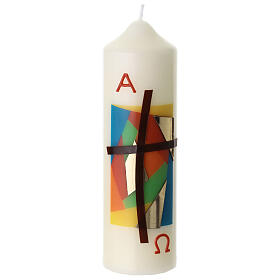 Cirio de altar cruz collage colorido 16x5 cm