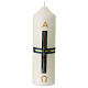 Altar candle with green marble effect cross and golden thread, 6x2 in s1