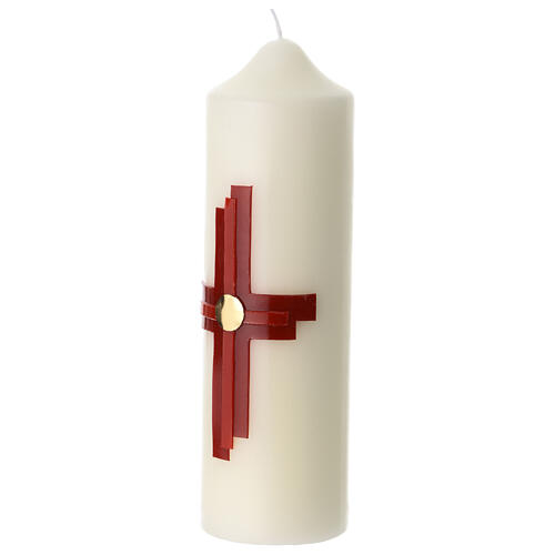 Cirio de altar cruz dos tonos rojo 16x5 cm 2