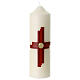 Cierge d'autel croix deux nuances de rouge 16x5 cm s1
