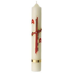 Cirio cruz moderna oro rojo 40x6 cm