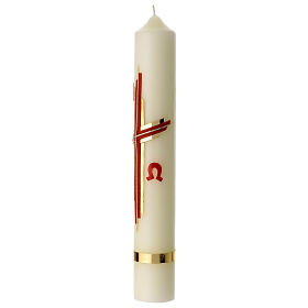Cirio cruz moderna oro rojo 40x6 cm