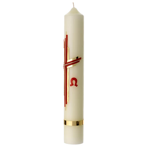 Cirio cruz moderna oro rojo 40x6 cm 2