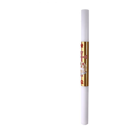 Círio Pascal folha de ouro cordeiro cera branca 80x120 cm 4