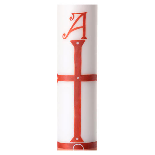 White Paschal candle with HAND-PAINTED blessing Christ, 3x47 in 4