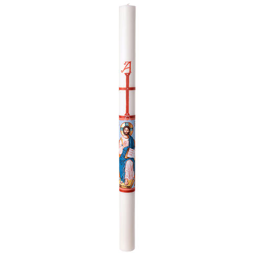 White Paschal candle with HAND-PAINTED blessing Christ, 3x47 in 5