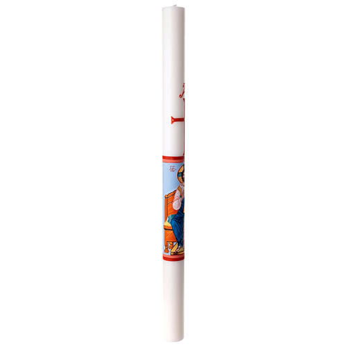 Hand-Painted White Paschal Candle with Image of Blessing Christ 8x120 cm 9