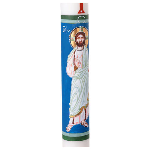 Cero pasquale bianco Cristo benedicente DIPINTO A MANO 8x120 cm 5