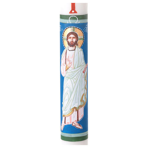 Hand-painted Blessed Christ White Paschal Candle, 8x120 cm 2
