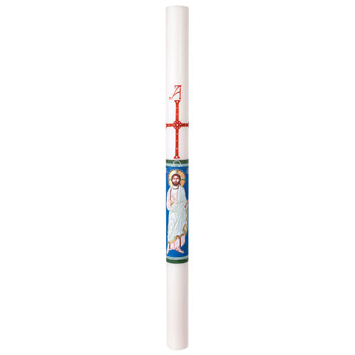 Hand-painted Blessed Christ White Paschal Candle, 8x120 cm 4