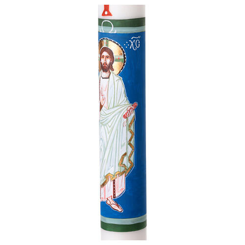 Hand-painted Blessed Christ White Paschal Candle, 8x120 cm 7