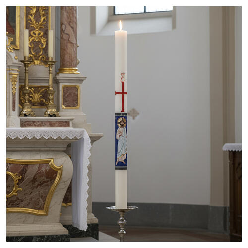 Hand-painted Blessed Christ White Paschal Candle, 8x120 cm 2