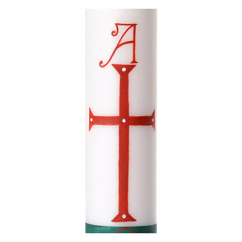 Hand Painted White Paschal Candle Christ Blessing Hand Bust, 8x120 cm 3