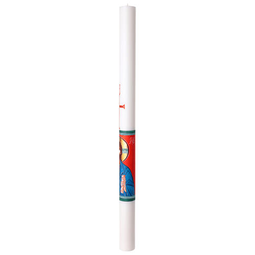 Hand Painted White Paschal Candle Christ Blessing Hand Bust, 8x120 cm 6