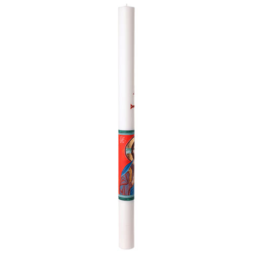 Hand Painted White Paschal Candle Christ Blessing Hand Bust, 8x120 cm 8