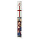Hand-painted white Paschal candle, icon by Ivan Polverari, 3x47 in s1