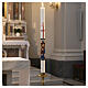Hand-Painted White Paschal Candle with Icon by Ivan Polverari, 8x120 cm s2