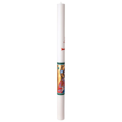 White Paschal candle with HAND-PAINTED ,lessing Jesus, half bust, 3x47 in 8