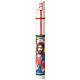 White Paschal candle with HAND-PAINTED ,lessing Jesus, half bust, 3x47 in s1