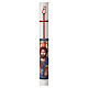 White Paschal candle with HAND-PAINTED ,lessing Jesus, half bust, 3x47 in s1