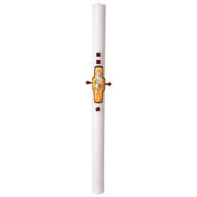 White wax Paschal candle with Paschal lamb, 3x47 in