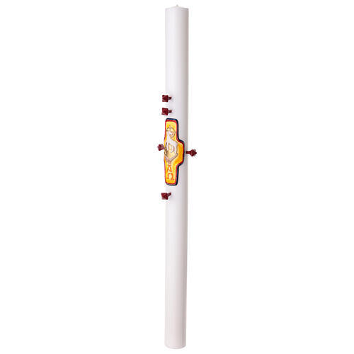 White wax Paschal candle with Paschal lamb, 3x47 in 4