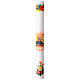 White Paschal candle with decal cross and lamb, 47 in, 2.5-inch diameter s1