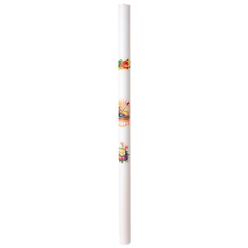 Cero pasquale bianco con decalcomania diam. 6 cm croce e agnello 120 cm 5