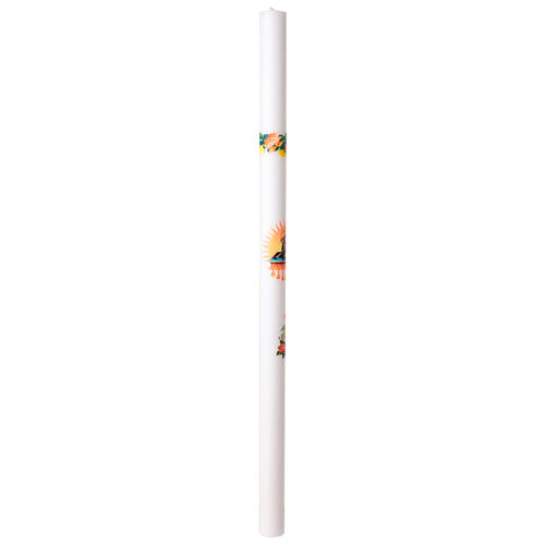Cero pasquale bianco con decalcomania diam. 6 cm croce e agnello 120 cm 6