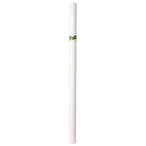 Cero pasquale bianco con decalcomania diam. 6 cm croce e agnello 120 cm 8