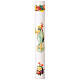 Cierge pascal blanc avec Jésus ressuscité et détails floraux 120 cm diam. 8 cm s1