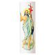 Cierge pascal blanc avec Jésus ressuscité et détails floraux 120 cm diam. 8 cm s2