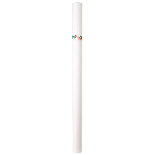 Cero pasquale bianco con Gesù risorto e dettagli floreali 120 cm - diam. 8 cm 7
