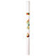 Cero pasquale bianco con Gesù risorto e dettagli floreali 120 cm - diam. 8 cm s3
