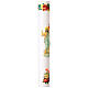 Cero pasquale bianco con Gesù risorto e dettagli floreali 120 cm - diam. 8 cm s4