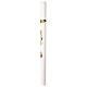 Cero pasquale bianco con Gesù risorto e dettagli floreali 120 cm - diam. 8 cm s5