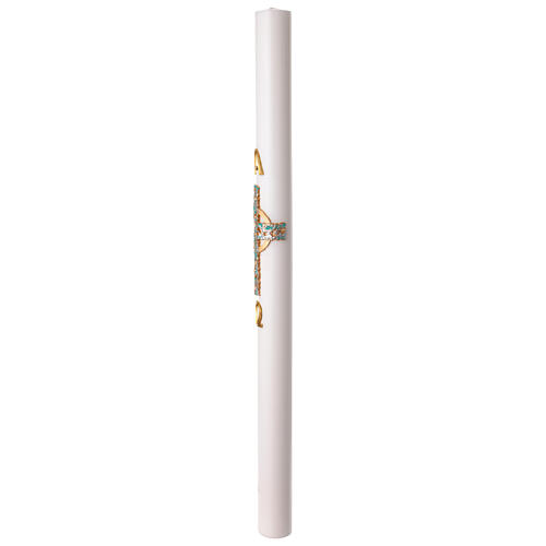 White Paschal Candle with Modern Alpha and Omega Cross, 8x120 cm 5