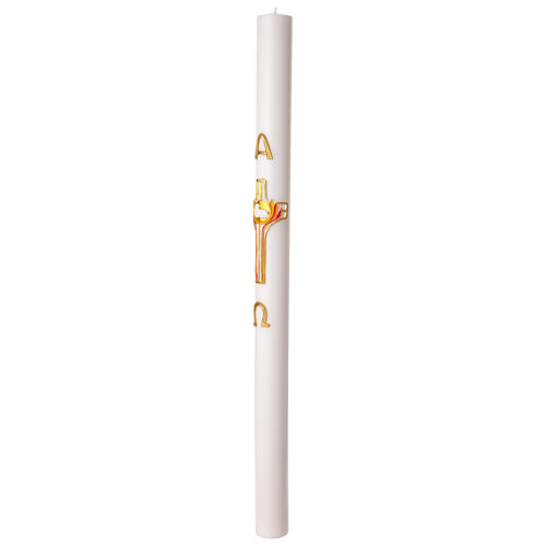 White Paschal Candle with Lamb Alpha and Omega Cross, 8x120 cm 5