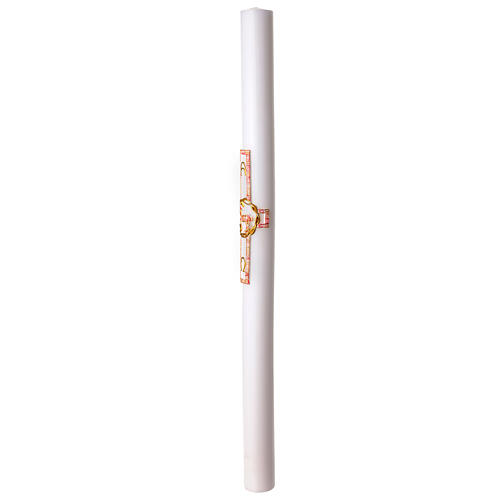 White Paschal candle with lamb, alpha and omega decoration, 3x47 in 4