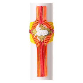 White Easter candle with modern silver Alpha and Omega cross, 3x47 in