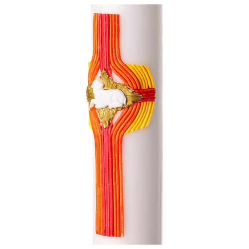 White Easter candle with modern silver Alpha and Omega cross, 3x47 in 4
