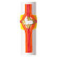 White Easter candle with modern silver Alpha and Omega cross, 3x47 in s2