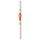 White Easter candle with modern silver Alpha and Omega cross, 3x47 in s3