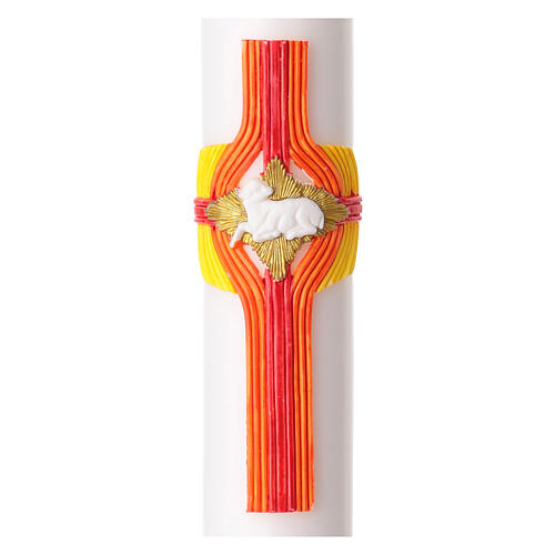 White Paschal Candle with Modern Silver Alpha and Omega Cross, 8x120 cm 2