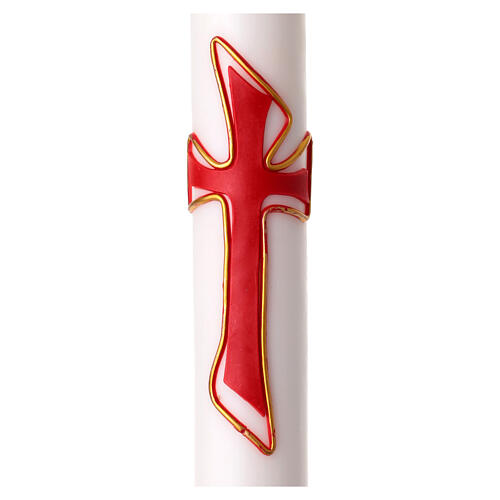 White Paschal candle with red Alpha and Omega cross, 3x47 in 2