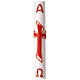 White Paschal candle with red Alpha and Omega cross, 3x47 in s1