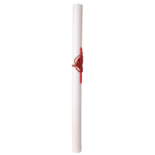 White Paschal candle with lamb, Alpha and Omega decoration, 3x47 in 4
